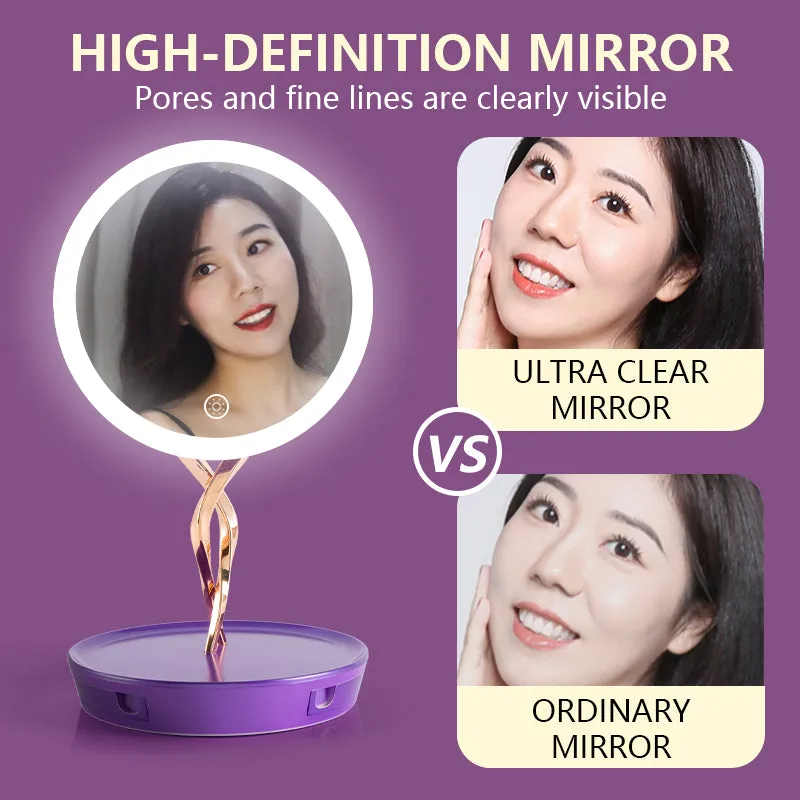 led lighted makeup mirror with 10X Magnifiying base storage drawer
