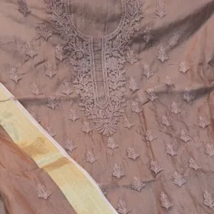 Light Brown Organza Chinkari Salwar Kameez unstitched fabric
