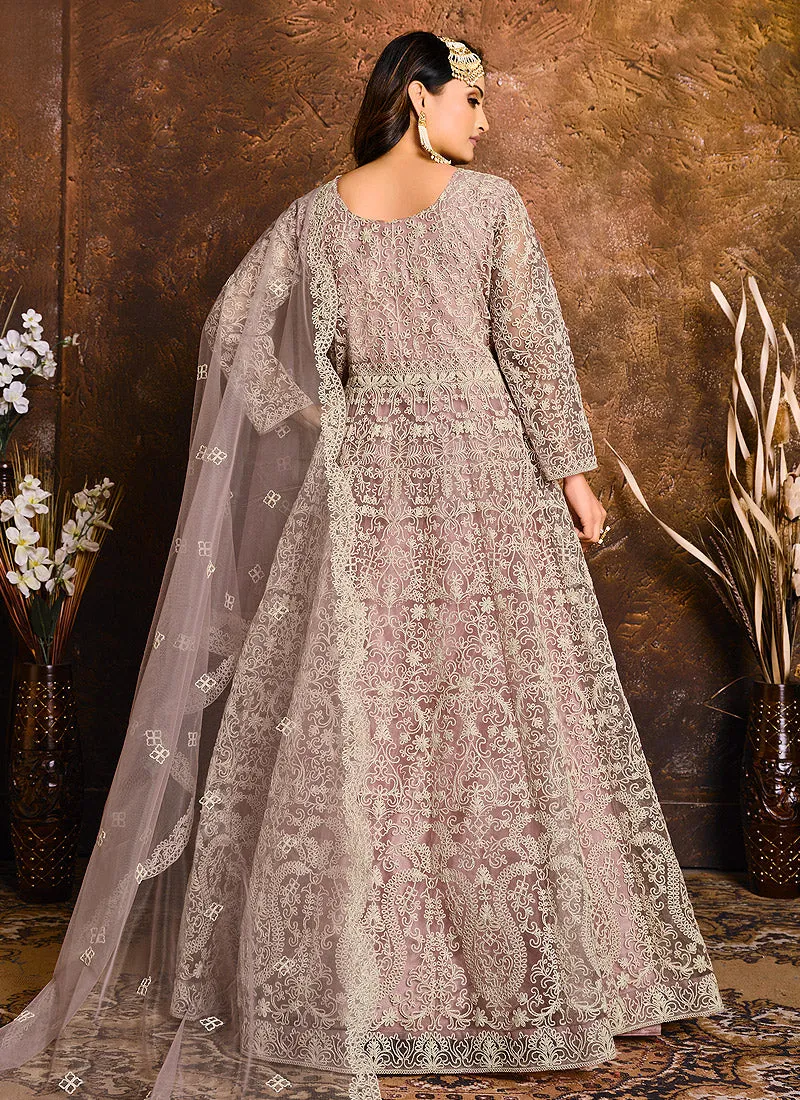 Light Purple Embroidered Indian Wedding Anarkali Suit