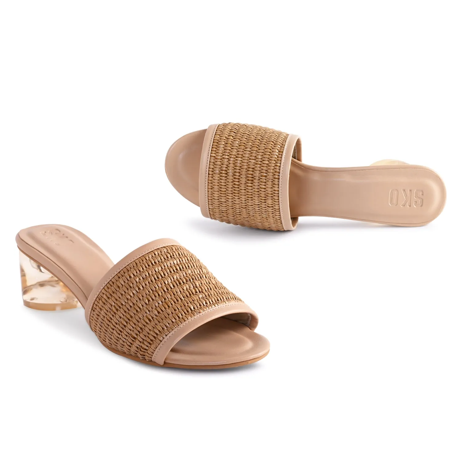 Lily Nude Weave Heels For Women