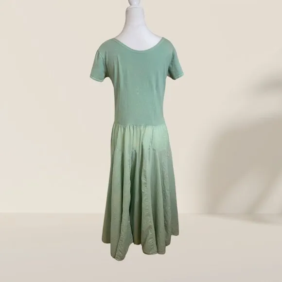 Luna Luz Sage Green Ruched Midi Dress - Size M