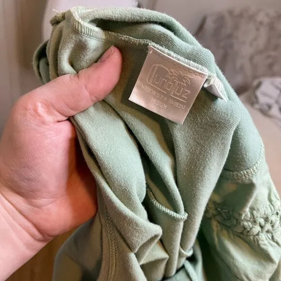 Luna Luz Sage Green Ruched Midi Dress - Size M