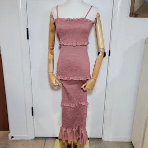 Mable Mauve Smocked Satin Maternity Valentine's Dress Size Medium