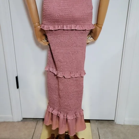 Mable Mauve Smocked Satin Maternity Valentine's Dress Size Medium