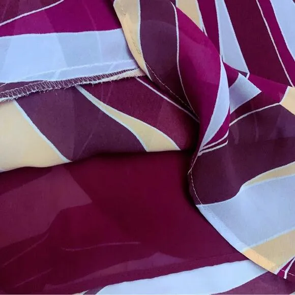 Mango Multicolor Patterned Striped Print Purple Wine Midi Skirt Size 38/Small