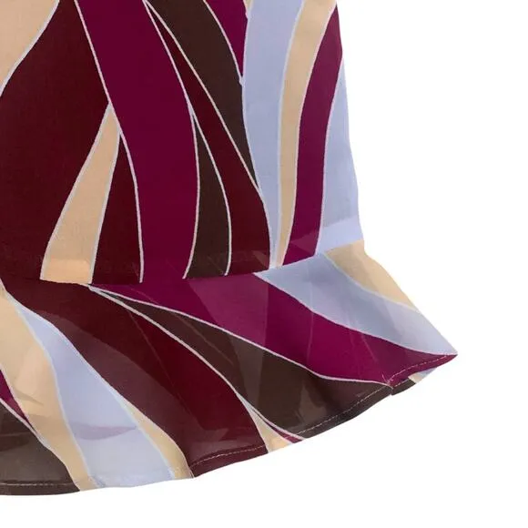 Mango Multicolor Patterned Striped Print Purple Wine Midi Skirt Size 38/Small