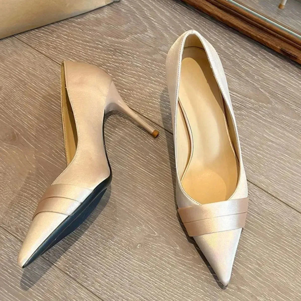 'Marvelle' Satin Pointed Toe Stiletto Heels