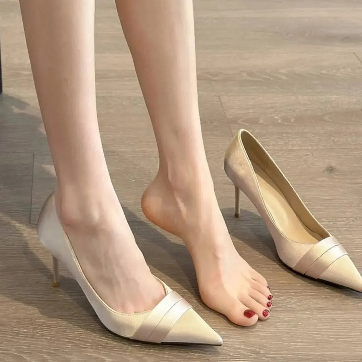 'Marvelle' Satin Pointed Toe Stiletto Heels