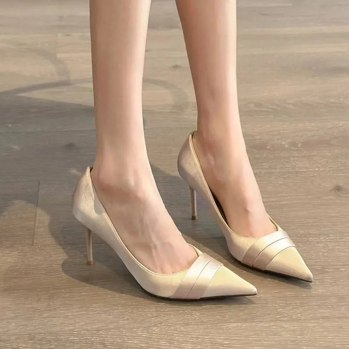 'Marvelle' Satin Pointed Toe Stiletto Heels