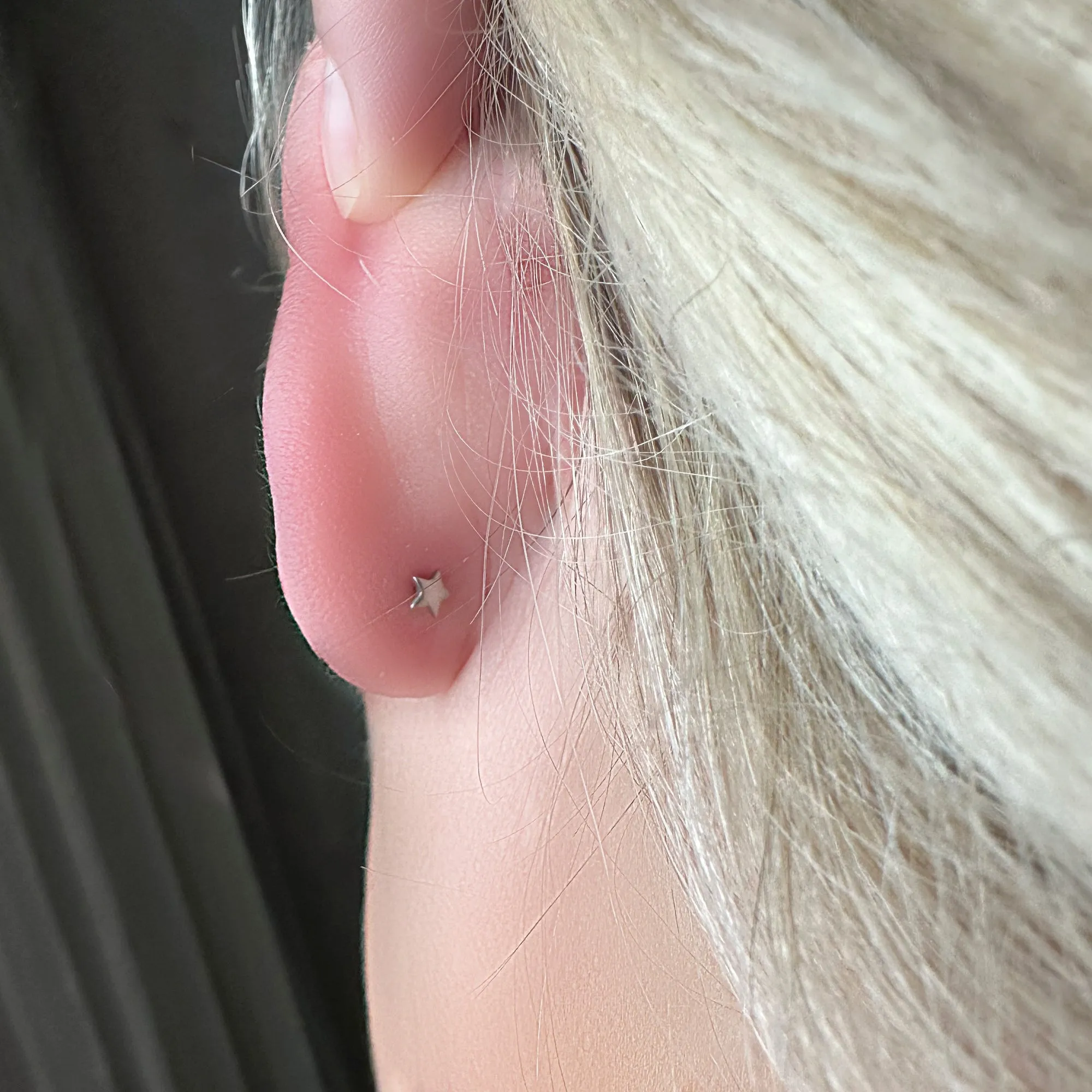 Medical Grade Titanium Flat Back Earring 18 Gauge 3mm CZ Reversible Star