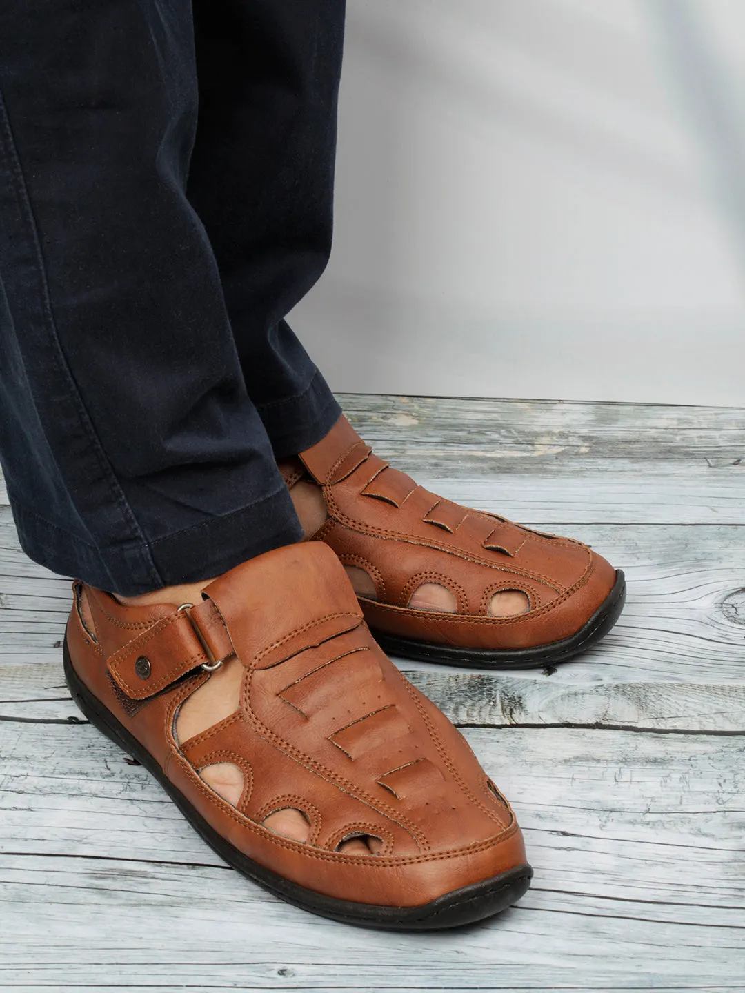 Men's Tan Roman Style Close Sandal (IX5004)