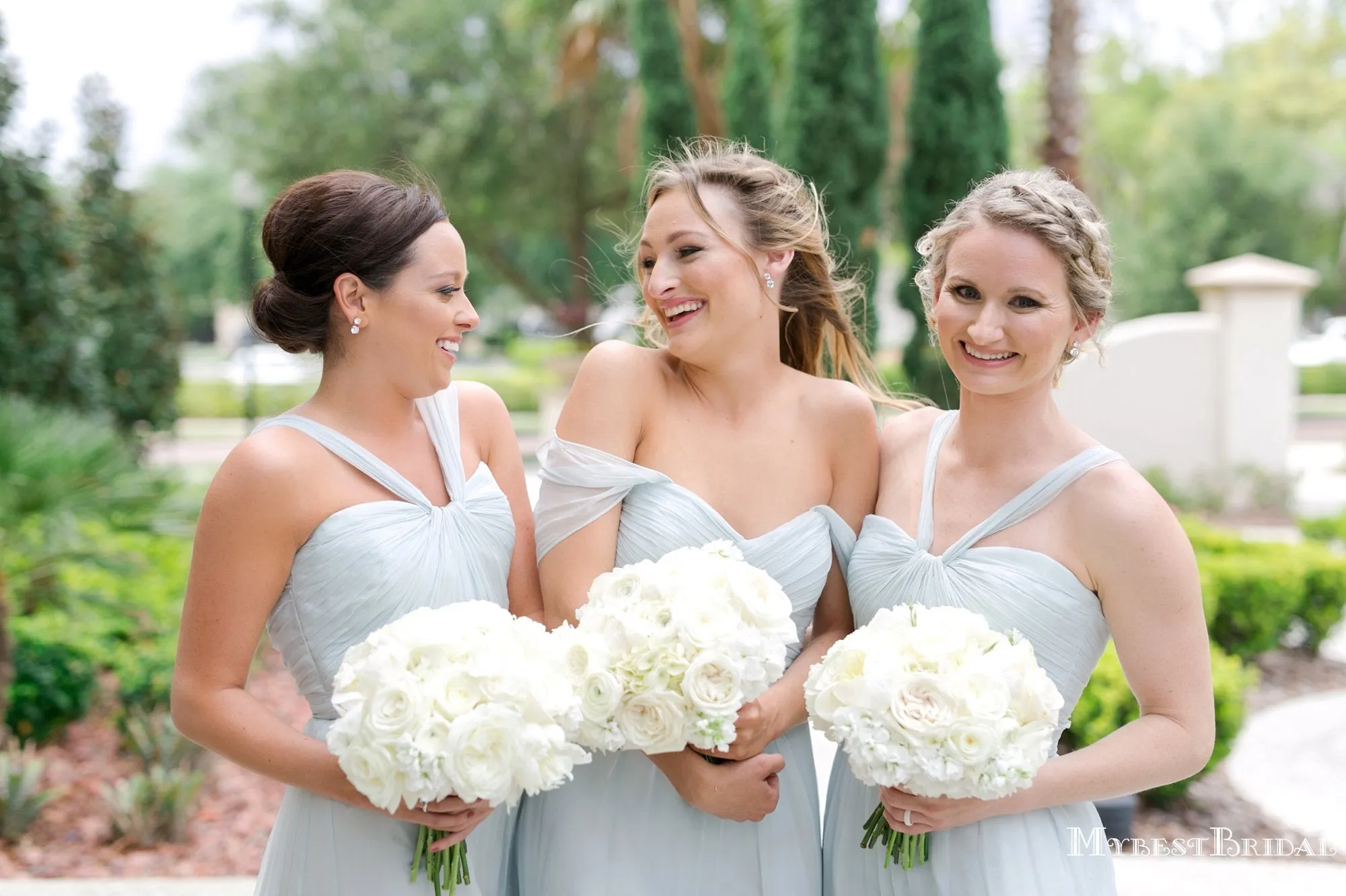 Mismatched Charming Simple Light Blue Chiffon A-line Long Cheap Bridesmaid Dresses, BDS0035