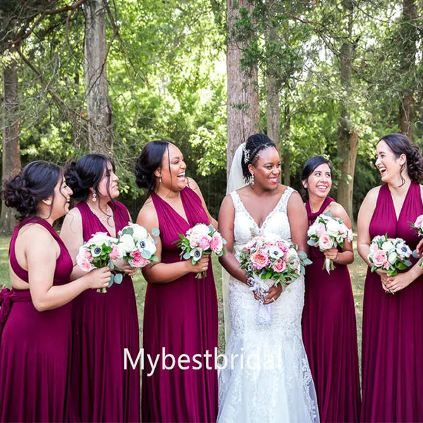 Mismatched Halter A-line Elegant Simple Long Bridesmaid Dressess, BDS0272
