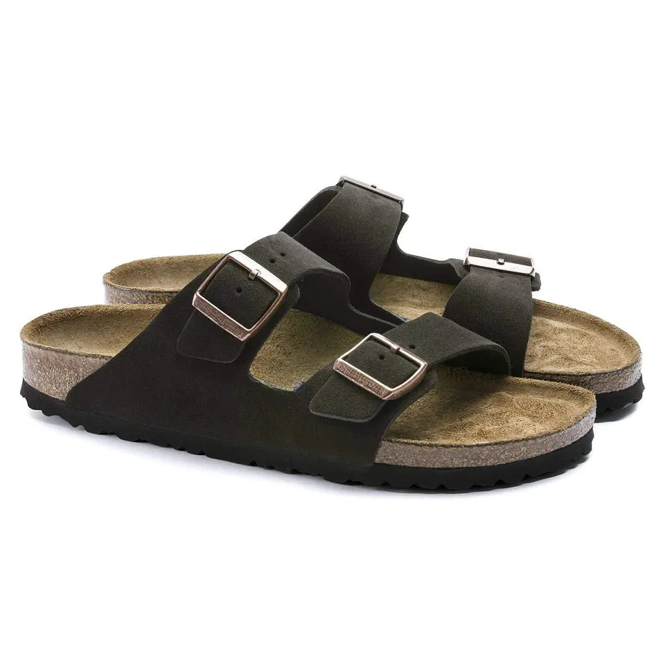 Mocha Brown Suede Leather Ease Comfort Slippers with Buckle - Slippers