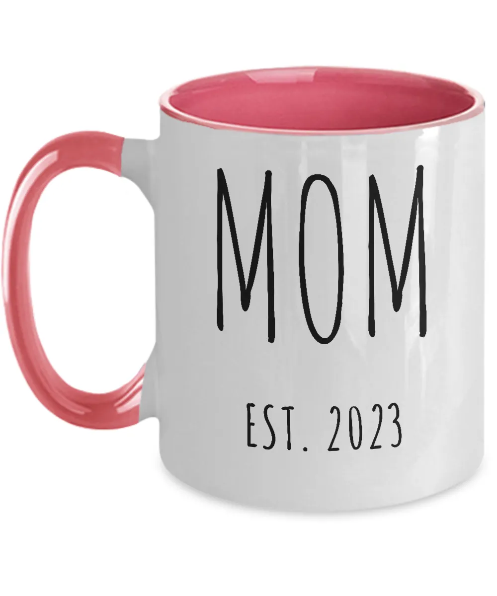 MOM EST 2023 Two-Tone Mug Coffee Cup Funny Gift