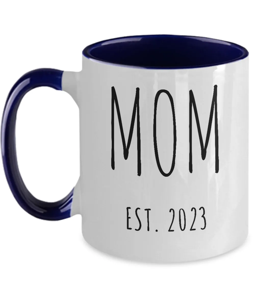 MOM EST 2023 Two-Tone Mug Coffee Cup Funny Gift