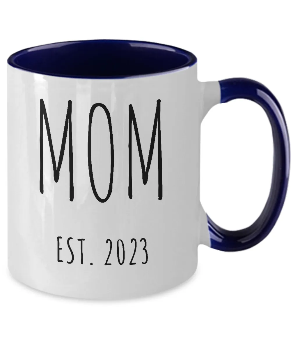 MOM EST 2023 Two-Tone Mug Coffee Cup Funny Gift