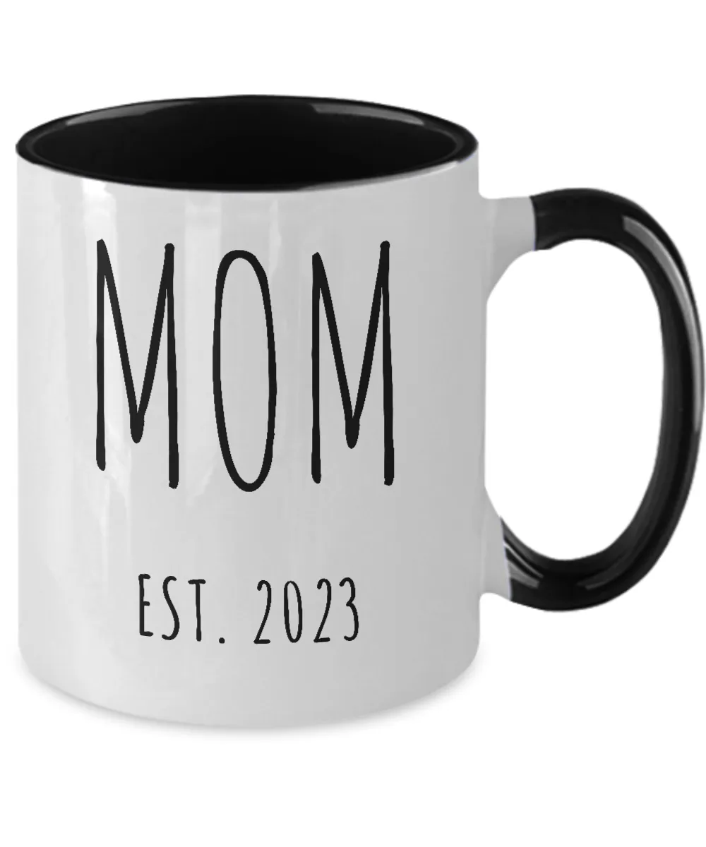 MOM EST 2023 Two-Tone Mug Coffee Cup Funny Gift