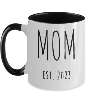 MOM EST 2023 Two-Tone Mug Coffee Cup Funny Gift
