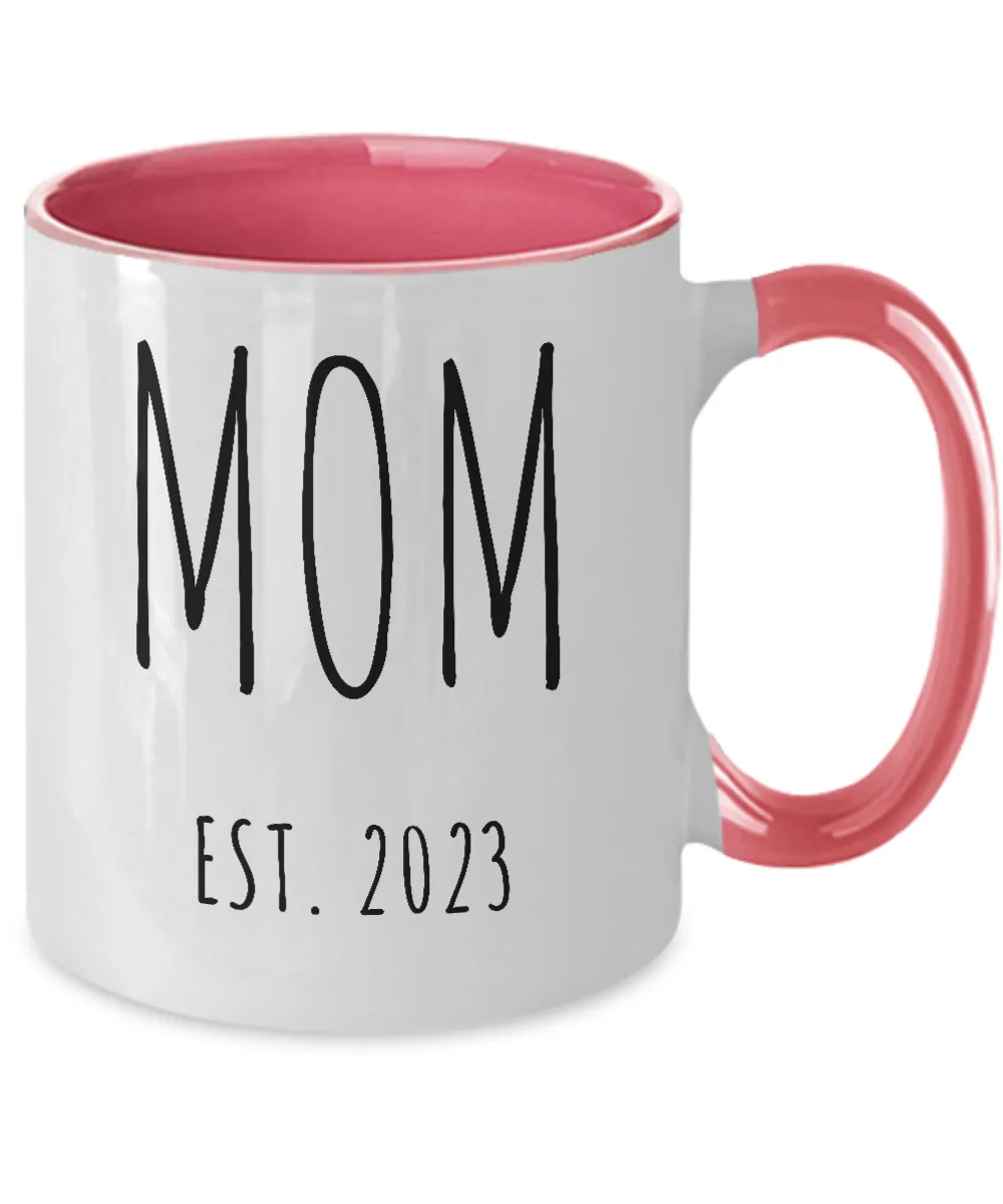 MOM EST 2023 Two-Tone Mug Coffee Cup Funny Gift