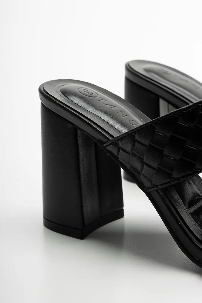 Mule Heeled Sandal Black