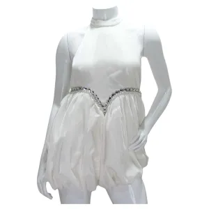 Nana Jacqueline White Velvet Bubble Jumpsuit