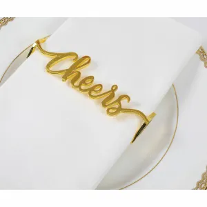 Napkin Wraps - "Cheers" - Set of Four (Shiny Gold)