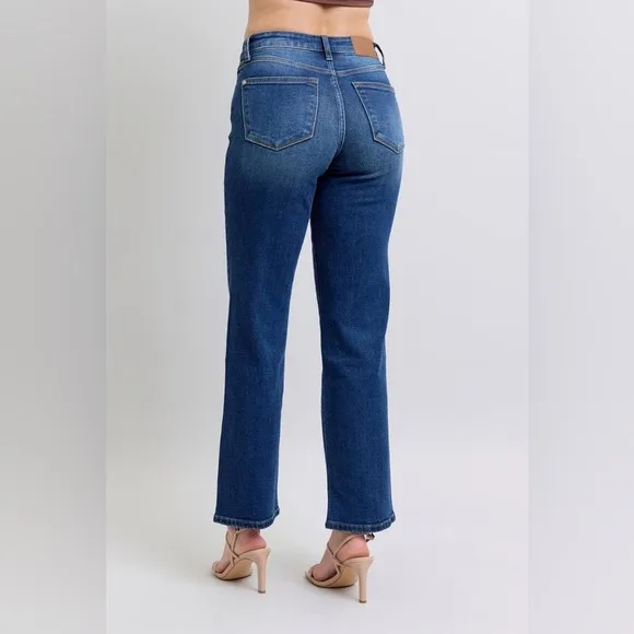 NEW Judy Blue Full Size Side Seam Detail Straight Jeans with Pockets
