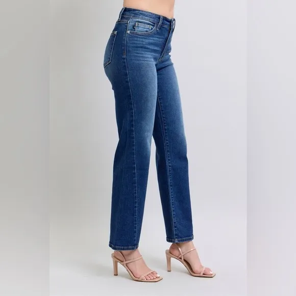 NEW Judy Blue Full Size Side Seam Detail Straight Jeans with Pockets