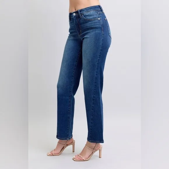 NEW Judy Blue Full Size Side Seam Detail Straight Jeans with Pockets