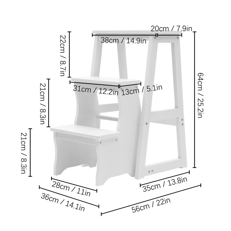 NEW WFX Utility 3 - Step Wood Folding Step Stool, also can be used as a flower stand on the balcony, and can be used as a coffee table, side table or chair! Retails $150