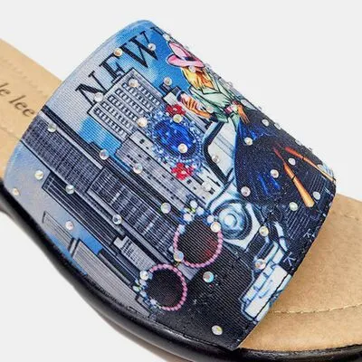 Nicole Lee USA Rhinestone Decor Wedge Slipper