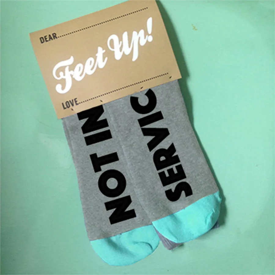 Not in Service secret message 'Feet Up' socks