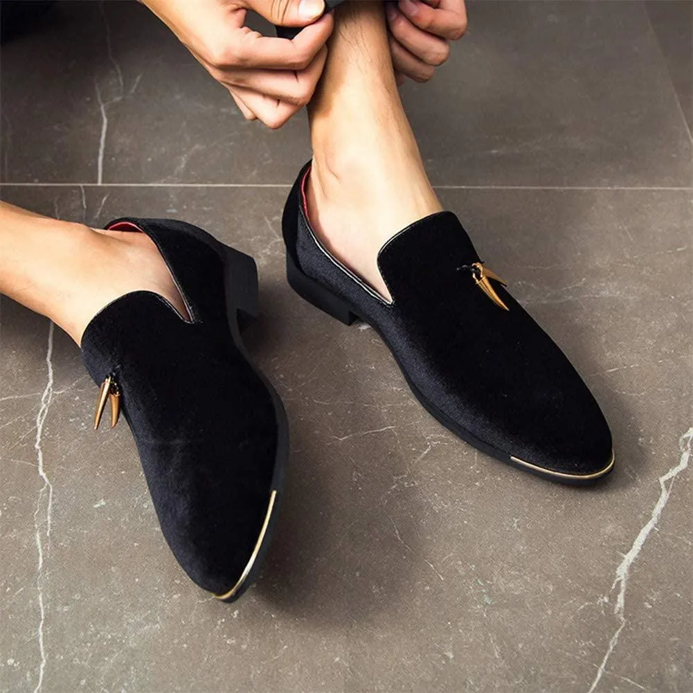 NXY Men's Metallic Penny Slippers Flats Velvet Loafers Slip-On Dress Plus Size Shoes Size 6-13