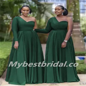 One-shoulder A-line Elegant Simple Pretty Long Bridesmaid Dresses,BDS0207
