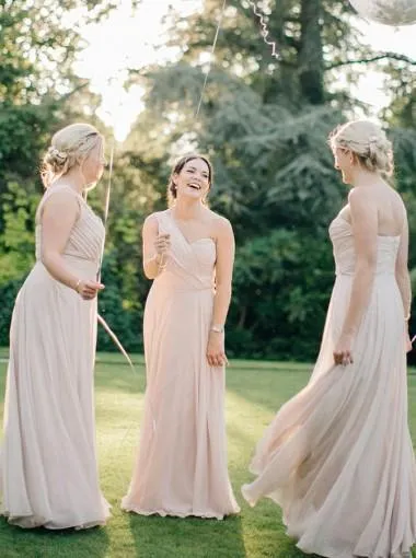 One Shoulder Chiffon Long Cheap Stunning Bridesmaid Dresses Online, WG273