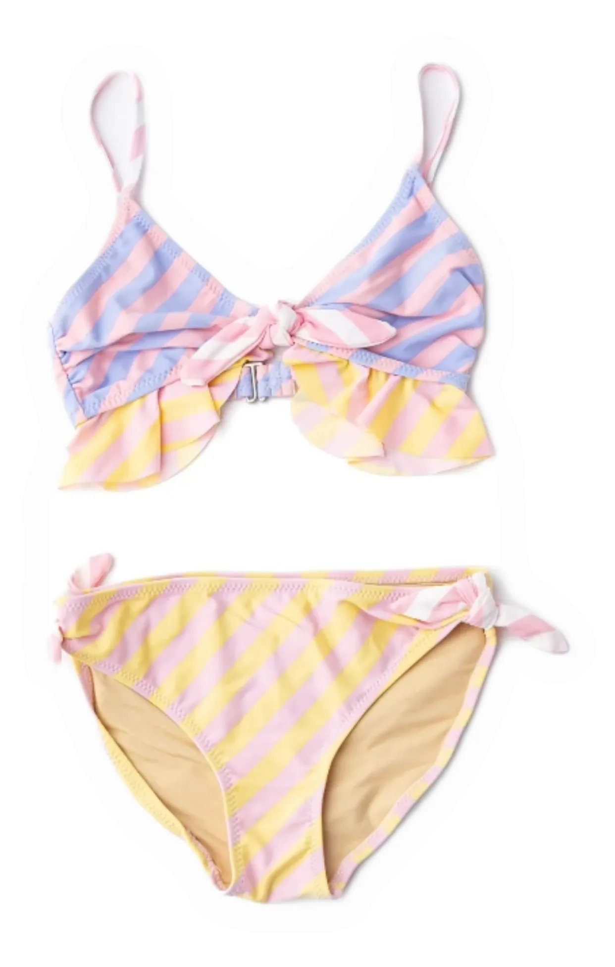 Pastel Stripe 2-PC Ruffled Swimsuit