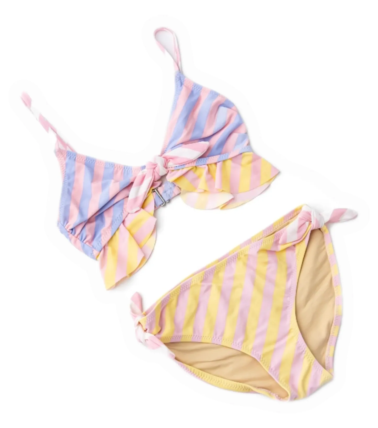 Pastel Stripe 2-PC Ruffled Swimsuit