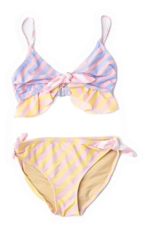 Pastel Stripe 2-PC Ruffled Swimsuit