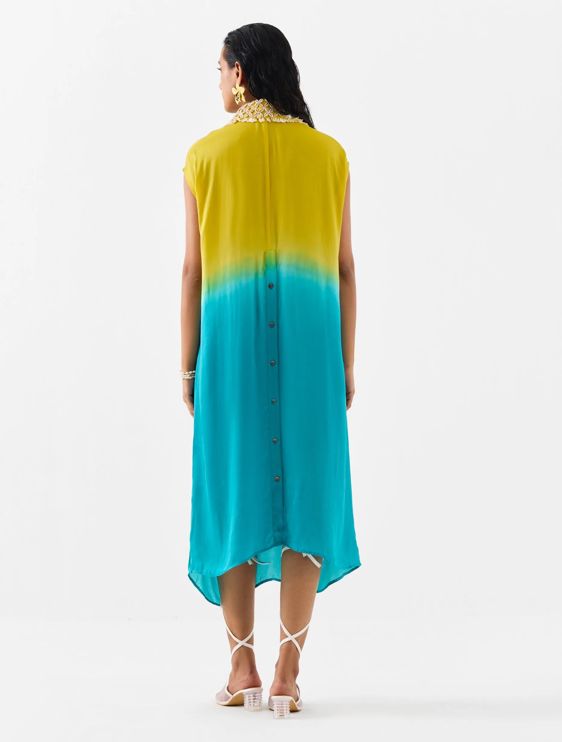 Pinacolada yellow blue knot dress