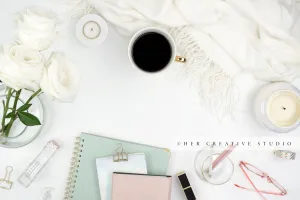Pink, Green and Iridescent Styled Flatlay