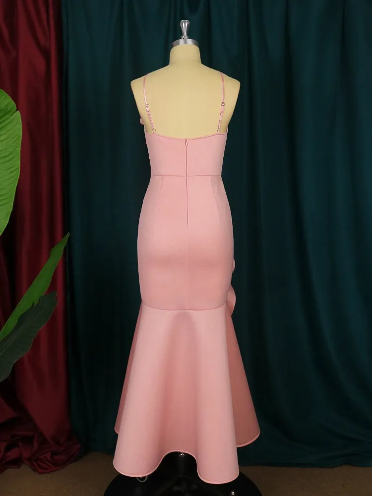 Plus Size Women's Long Party Dress Ruffles Sleeveless
