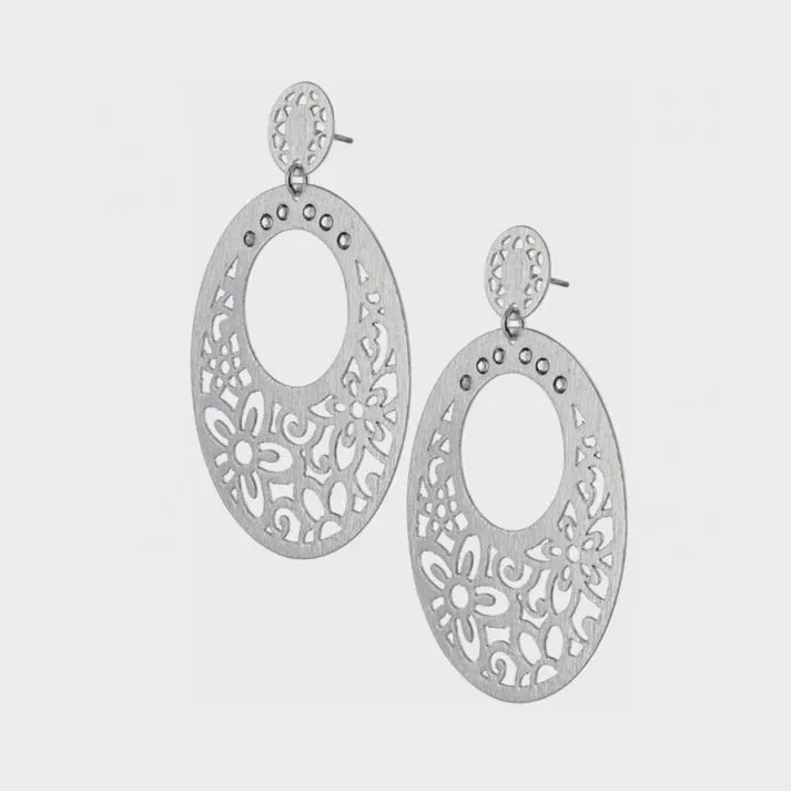Posh Garden Post Drop Earrings Silver