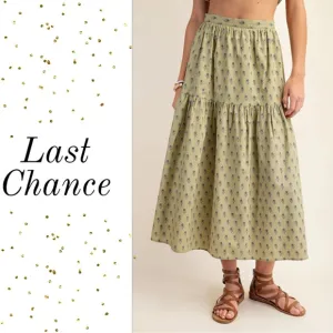 Printed Tired Midi Skirt