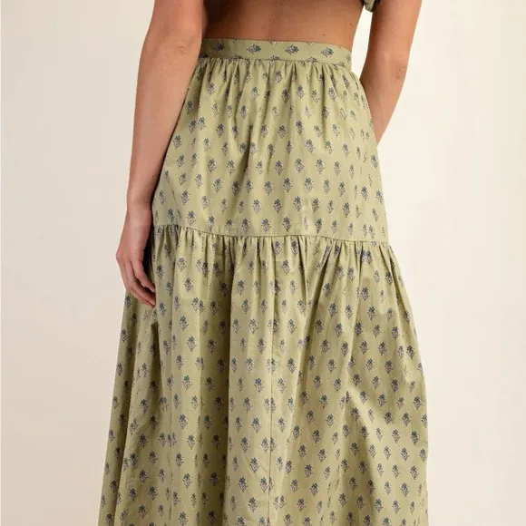 Printed Tired Midi Skirt
