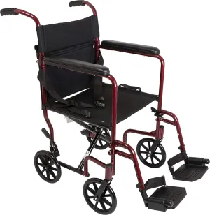 ProBasics Aluminum Transport Chair with Footrests, Burgundy (1EA)