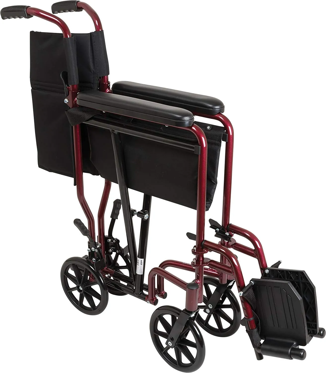 ProBasics Aluminum Transport Chair with Footrests, Burgundy (1EA)