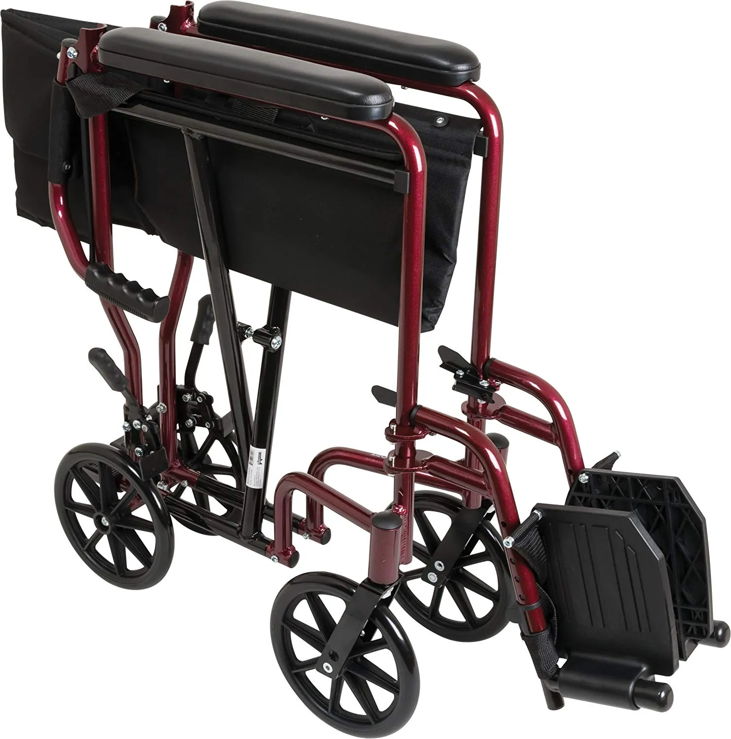 ProBasics Aluminum Transport Chair with Footrests, Burgundy (1EA)