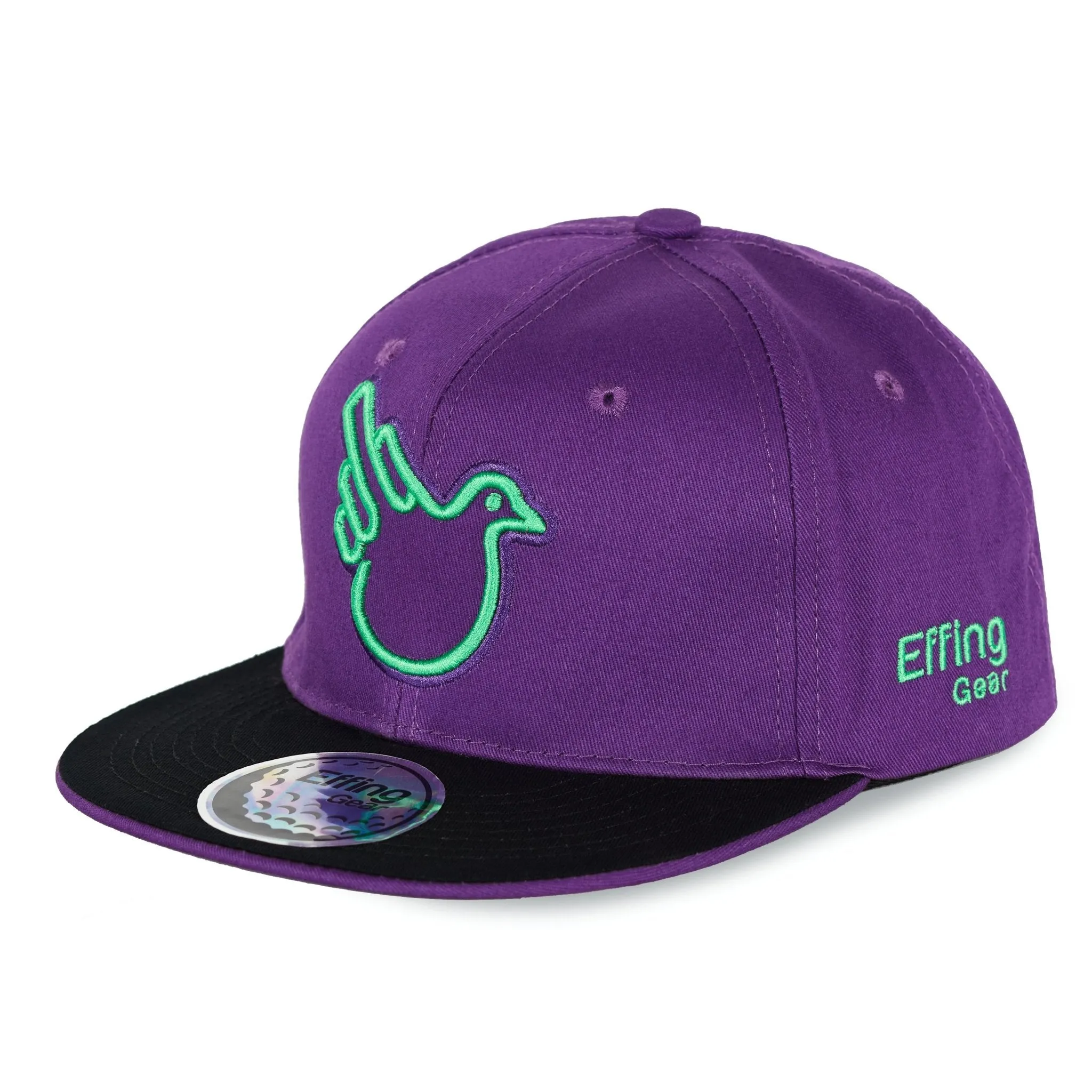 Purple Flat Bill Snapback W/ Green Bird