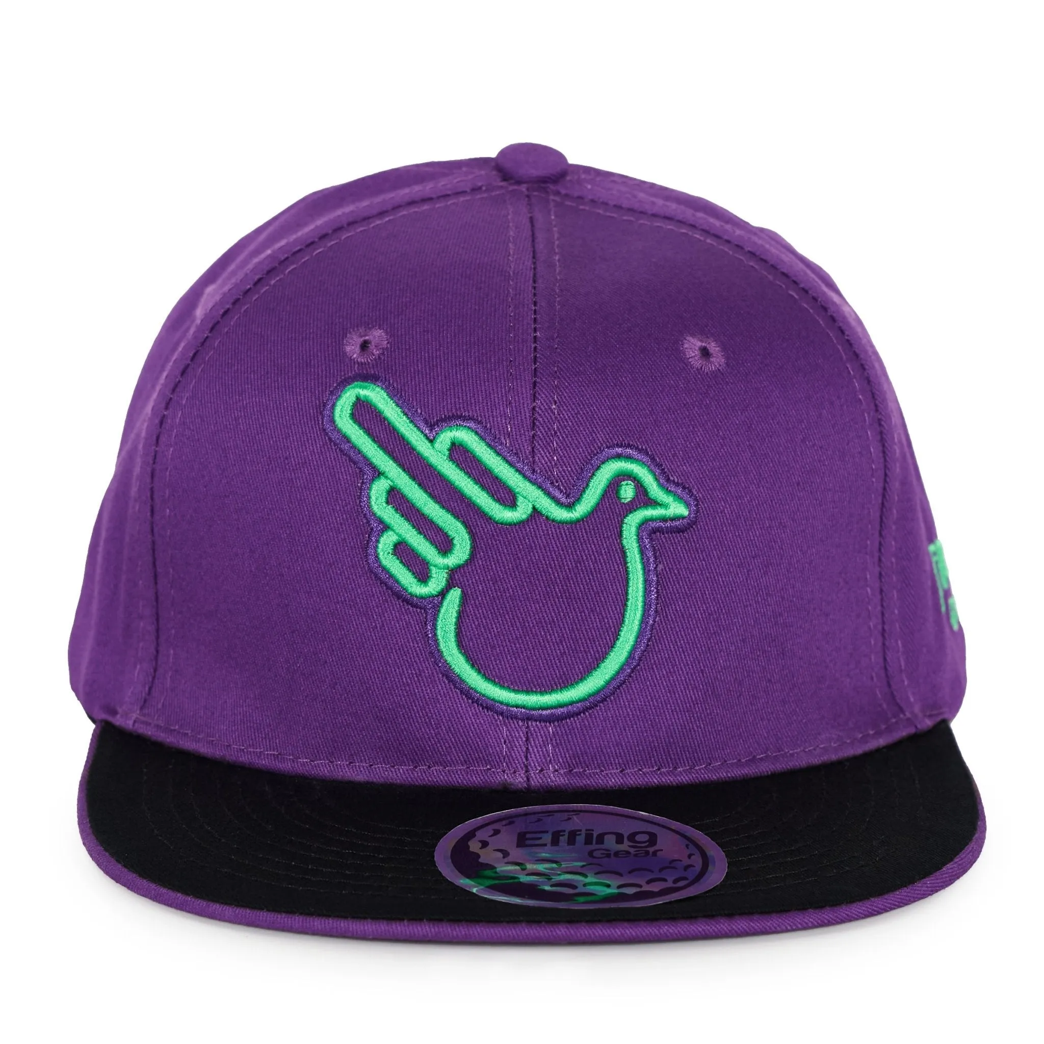 Purple Flat Bill Snapback W/ Green Bird